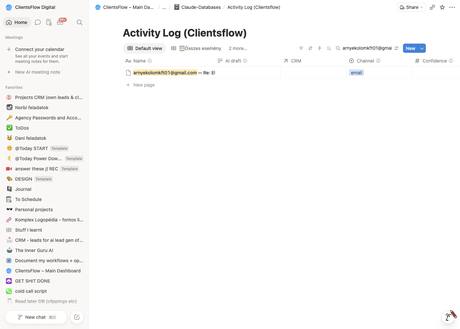 Notion activity log — arnyekolomkft01@gmail.com