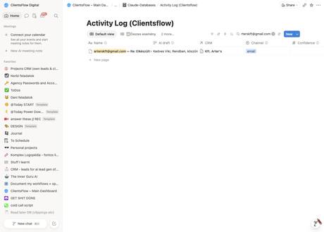 Notion activity log — arterskft@gmail.com