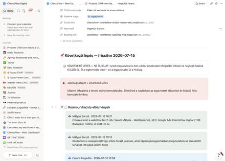 Notion CRM · előzmények — classenajto@gmail.com