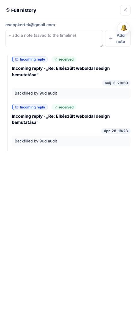 Dash · Full history — cseppkertek@gmail.com
