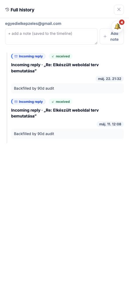 Dash · Full history — egyedielkepzeles@gmail.com