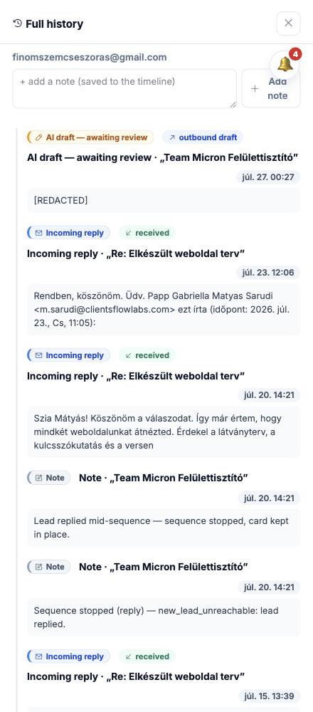 Dash · Full history — finomszemcseszoras@gmail.com