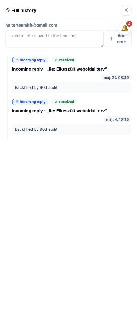 Dash · Full history — haiterteamkft@gmail.com