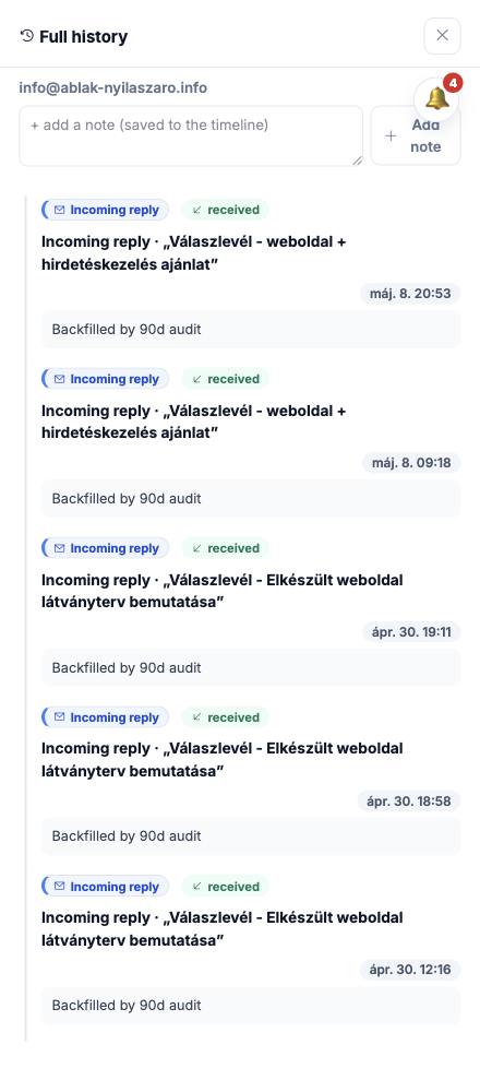 Dash · Full history — info@ablak-nyilaszaro.info