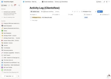 Notion activity log — info@apex-hr.eu