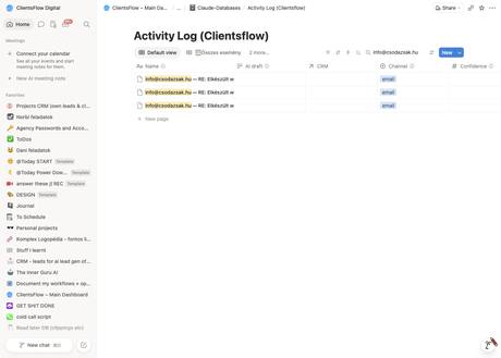 Notion activity log — info@csodazsak.hu