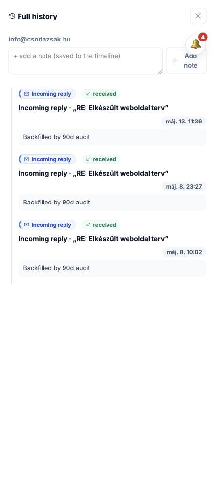Dash · Full history — info@csodazsak.hu