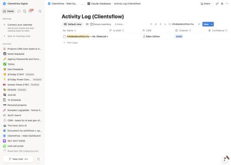 Notion activity log — info@edenotthon.hu