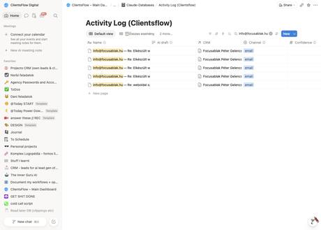 Notion activity log — info@focusablak.hu