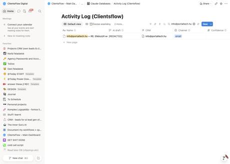 Notion activity log — info@portaltech.hu