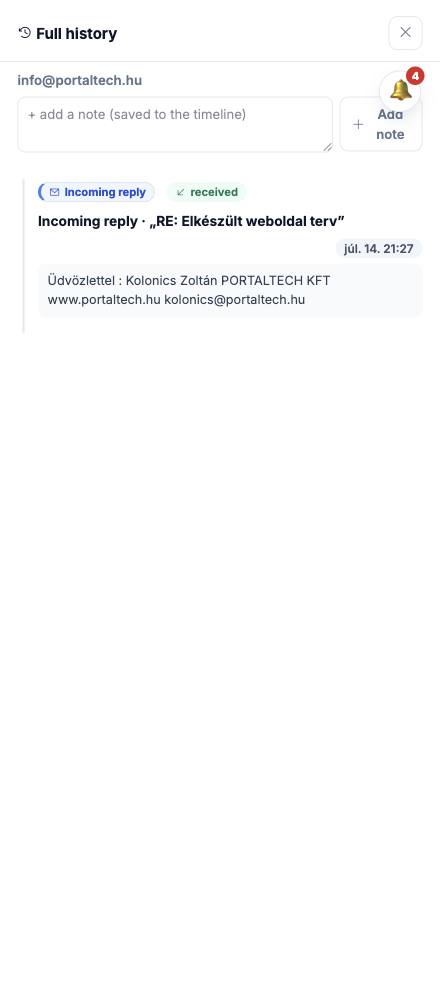 Dash · Full history — info@portaltech.hu