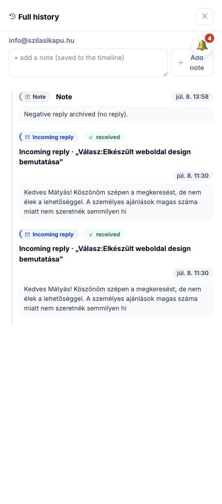 Dash · Full history — info@szilasikapu.hu