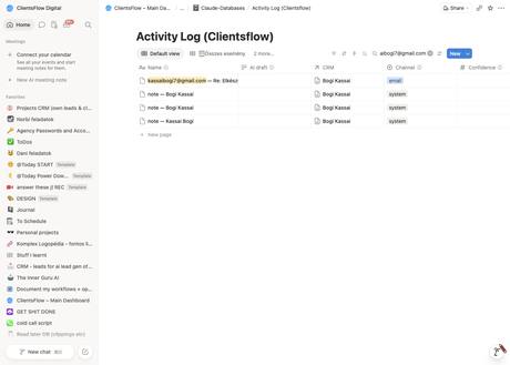 Notion activity log — kassaibogi7@gmail.com