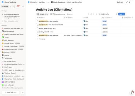 Notion activity log — sico@sico.hu
