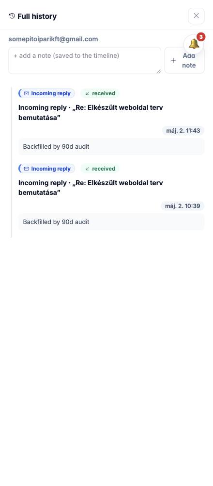 Dash · Full history — somepitoiparikft@gmail.com