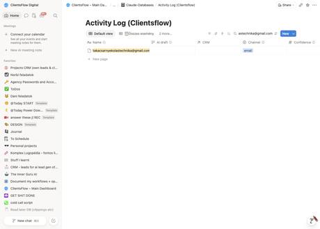 Notion activity log — takacsarnyekolastechnika@gmail.com